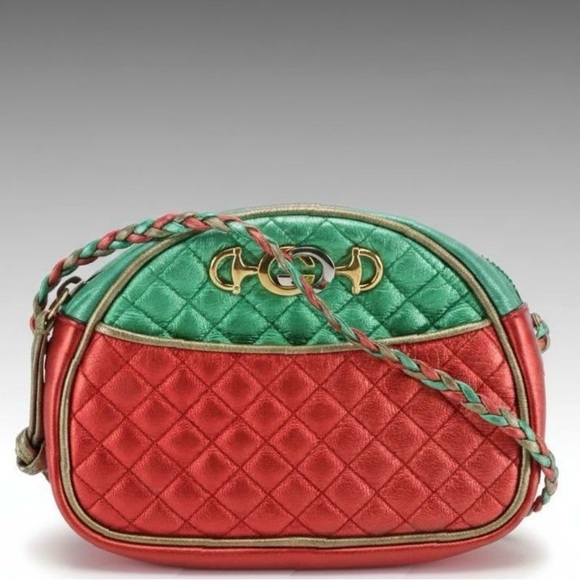 Gucci Handbags - Gucci Mini Trapuntata Zumi Dome Crossbody Bag in Tricolor Metallic Leather